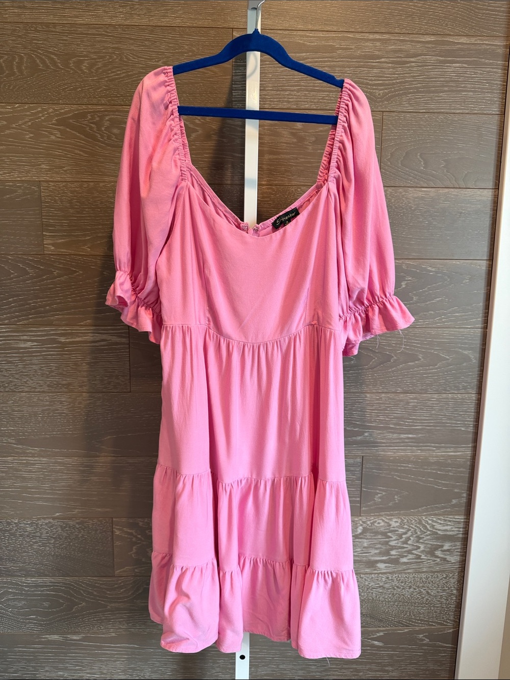 Shinestar Tiered Puff-Sleeve Dress